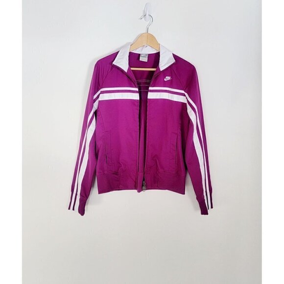 Nike Y2K Track Purple White Collared Full Zip Athleisure Women's Jacket Size M - Picture 1 of 9